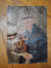 ANTIQUE RETABLO OF SAINT ANTHONY OF PADUA AND CHRIST CHILD 1800s - VERY RARE picture