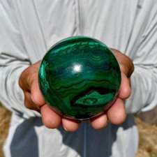 500G Rare Natural Malachite quartz hand Carved sphere Crystal Healing picture