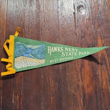 VTG 1960s Hawks Nest State Park Felt Pennant Green West Virginia picture