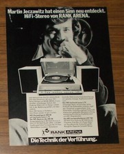 Rare Advertising Vintage RANK ARENA MR 20 HiFi Compact System LENCO L 75 #2 1972 picture