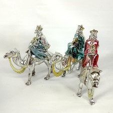 Vintage Christmas Bradford Three Wise Men Magi Kings Ornaments Plastic 50s MCM picture