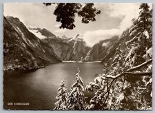 Snowy Königssee Lake Germany Scenic Black & White Real Photo Postcard picture