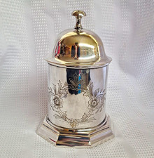 Antique Victorian Silver Plated Biscuit Barrel Octagonal Base Floral EngravedJar picture