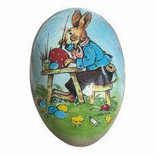 Vintage German Paper Mache Easter Egg Candy Container Bunny Artist M Drechsel picture