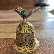 Vintage 1989 Franklin Mint Cloisonne Enamel Brass Bird Bell Collector's Treasury picture
