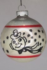 VTG Glass Pictured SNOWMAN Humpty Dumpty STAR Head Christmas Ornament Shiny Brit picture