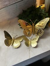 Vintage Butterflies Wall Decor HOMCO Home Interiors Metal Gold Tone Set of 3 NEW picture
