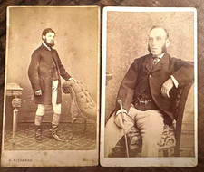 2 Antique Victorian CDV Photos Gentlemen Knee Breeches Kingston New Barnet picture