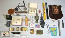Huge Real Interesting Vintage Junk Drawer Lot Pocket knife Token Buckles Medal picture
