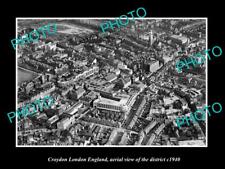 OLD POSTCARD SIZE PHOTO OF CROYDON LONDON ENGLAND DISTRICT AERIAL VIEW c1940 6 picture