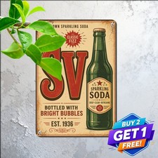 Retro Soft Drink Typography Tin Sign Vintage Soda Fountain Metal Wall Plaque picture