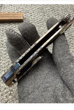 Color Anodized Twist Damascus Folding Knife Titanium Handle EDC Pocket Knife picture