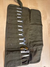 Vintage Giller Meteor Wrench Tool Set Green Canvas Roll-Up Military Bag USA picture