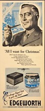 1943 Edgeworth Pipe Tobacco Christmas Military Man  Smoking Pipe WWII Print Ad picture