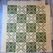 Antique 1800 Patchwork Quilt Butterscotch Green Wild Goose  Chase T Four Poster picture