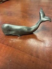 RARE VINTAGE GREY HUDSON PEWTER WHALE FIGURE PAPERWEIGHT 3.5