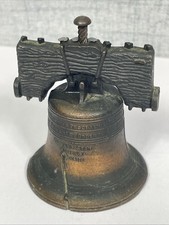Vintage Miniature Liberty Bell Souvenir 2” Bronze  Alloy Pre Owned picture