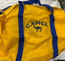 Vintage CAMEL JOE DUFFLE BAG w/ Logo Yellow Blue Gym Bag Tobacciana Read Below⬇️ picture