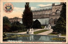 Horticultural Hall Lily Pond Fairmount Park Philadelphia PA Vtg Postcard 5P21-23 picture