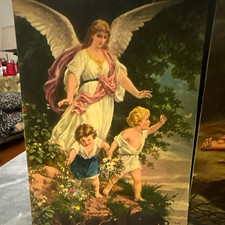 Vintage Christian Art Lithographs Lot: Guardian Angel, Christ in Gethsemane picture