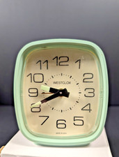 Vtg Westclox Dunbar Style Keywound Wind Up Alarm Clock Retro Mint Green Works picture