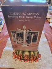Godinger Silver Plated Carousel Revolving Photo Frame Holder, Holds 12 3x5 picture