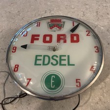 Vintage 1959 Telechron Ford&Edsel Lighted Advertising Wall Clock. Runs & Lights picture
