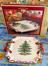 Vintage Spode Christmas Tree Red Ribbon Goody Plate Holidays 13x11x1 picture