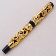 Jinhao Metal Calligraphy Pen Fountain Pen Vintage Double Dragon / Phoenix Gift picture