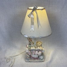 1996 Figi Quiet Time Ceramic Lamp with Shade Working Cottage Nursery Sweet picture