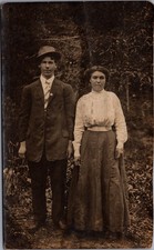 Vintage RPPC Young Couple Portrait Early 1900s Real Photo Postcard picture