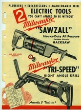 Milwaukee Electric Tools 1951 Promotional Flyer SAWZALL + TRI-SPEED 4 page flyer picture