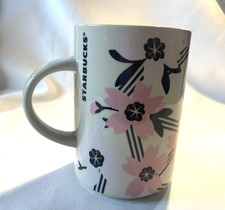 NOS Starbucks 2017 Coffee Mug Cherry Blossoms Pink White Black Floral Cup picture