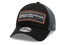 New Harley-Davidson New Era 39THIRTY Mesh Back Flex Hat Black L/XL Front Patch picture