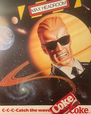 Vintage 1986 Max Headroom Coca-Cola Poster π Catch the Wave Space Ad Litho picture