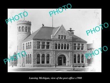 OLD POSTCARD SIZE PHOTO OF LANSING MICHIGAN VIEW OF THE POST OFFICE c1900 picture