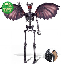 5FT Devil Skeleton Halloween Decor Posable Life Size Realistic Haunted House picture