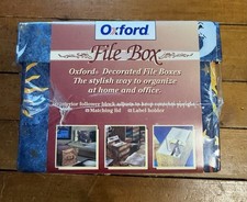 Vintage Deadstock Oxford File Box Celestial Sun Moon Blue 1997 New Old Stock picture