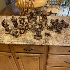 Vint. 1970s- Atlantic Mold-20-Piece Nativity -Hand Painted-Faux Terracota Finish picture
