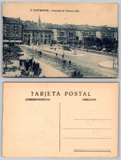 Santander Spain Avenida Alfonso XIII Vintage Postcard Cityscape Tram Cars picture