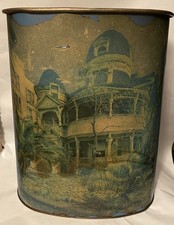 Vintage Melrose Hotel Wastebasket Bunker Hill Los Angeles Metal Trash Can Litho picture