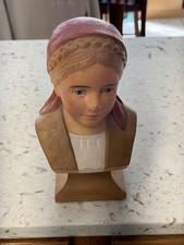 “Attributed Hans Huggler-Wyss Style Swiss Folk Art Hand Carved Wooden Girl Bust” picture