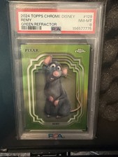 Topps 2024 Topps Chrome Disney Pixar Remy Green Refractor #129 PSA 8 picture