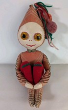 Vintage MCM Knee Hugger Pixie Elf Whimsy Kitsch Rare Sunburst Eyes Christmas  picture