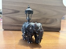 VINTAGE SRI LANKA STERLING SILVER & EBONY ELEPHANT W/ENCRUSTED GEMSTONES picture