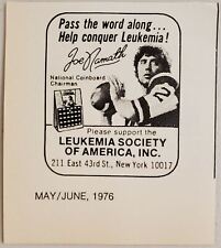 1976 Print Ad Leukemia Society New York Jets Football Quarterback Joe Namath picture