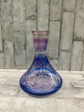Pyramid Glass Hookah Base Purple/Blue Etched Diamond Grid Circular Dots Pattern picture