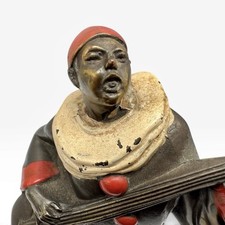 Antique Vintage Spelter Metal Art Deco Pierrot Clown Dog Statue Figure 1 Bookend picture
