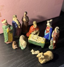 Vintage Creche Nativity scene 1930s German Chalkware Nativity Set of eleven picture
