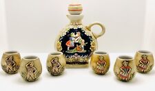 Vintage Ceramic Ceramarie Decanter With Six Shot Glasses Made In Brazil picture